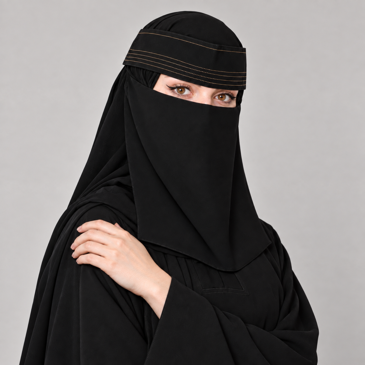 Champagne Gold Pintex Saudi Niqab Main image