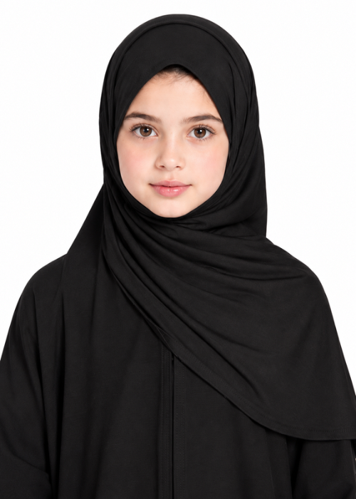 Junior Black Premium Jersey Instant Hijab