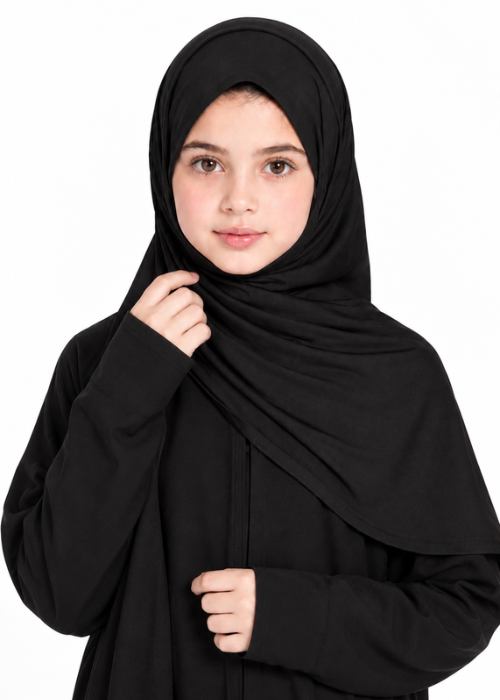 Junior Black Premium Jersey Instant Hijab Main image