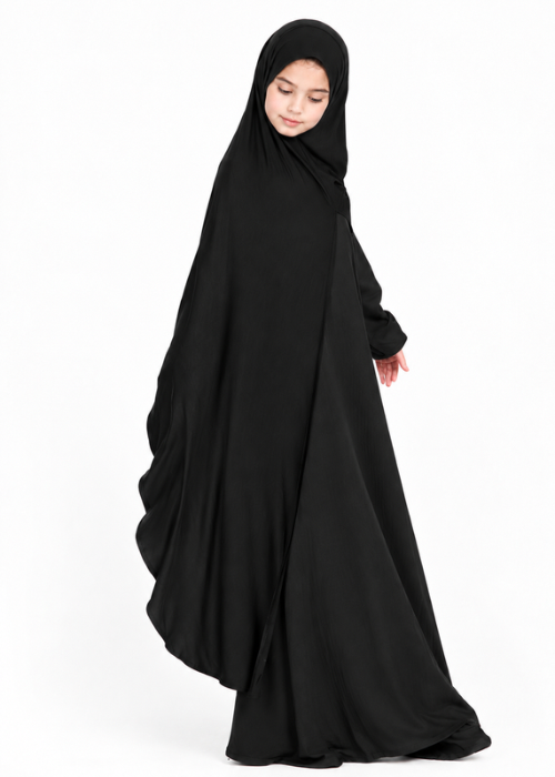 Junior Black Premium Jersey Instant Hijab