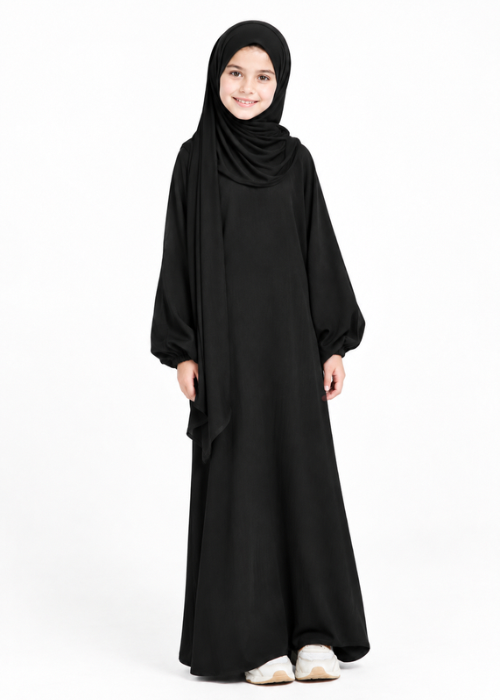 Junior Black Premium Jersey Instant Hijab