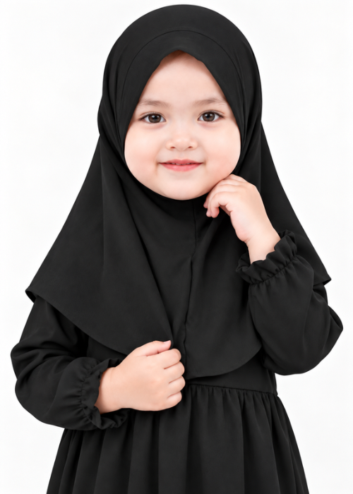Black Makhna Hijab – Ages 1–5
