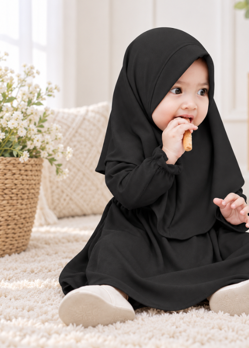 Black Makhna Hijab – Ages 1–5