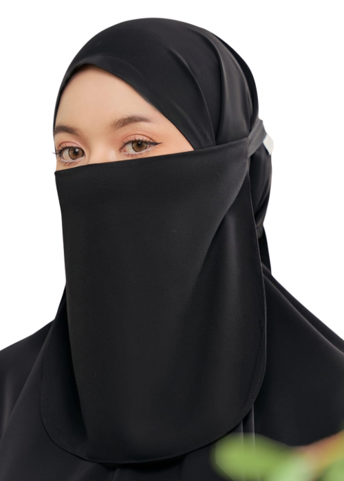 Curved Metal Logo Half Niqab