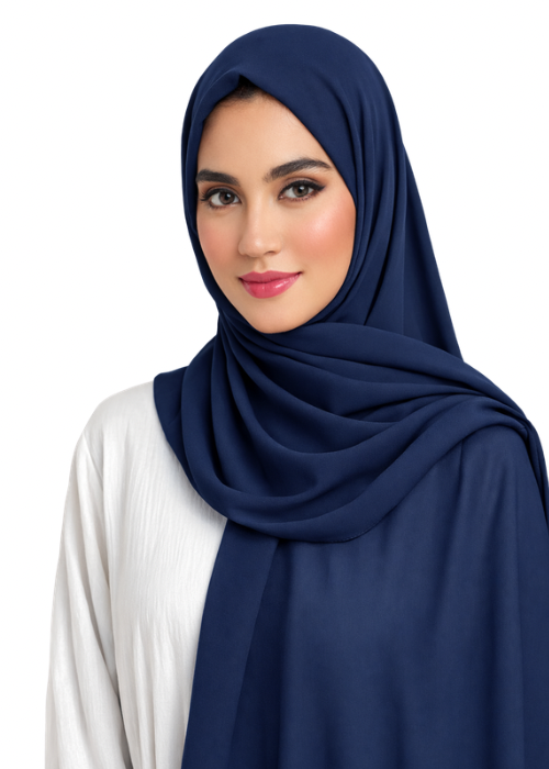 Navy Blue Chiffon Hijab Main image