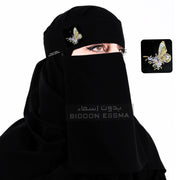 Arabic Saudi Niqab Multi Color Butterfly Embroidery  10X12