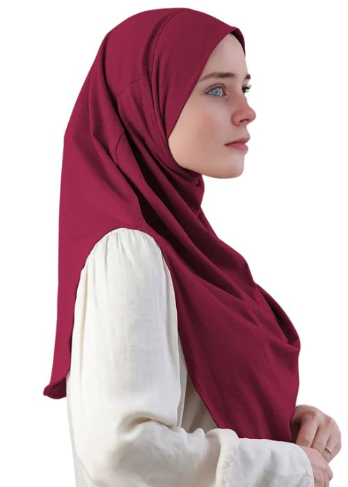 Al Amira Arabic Saudi Hijab-Plain Jersey Cotton  Red