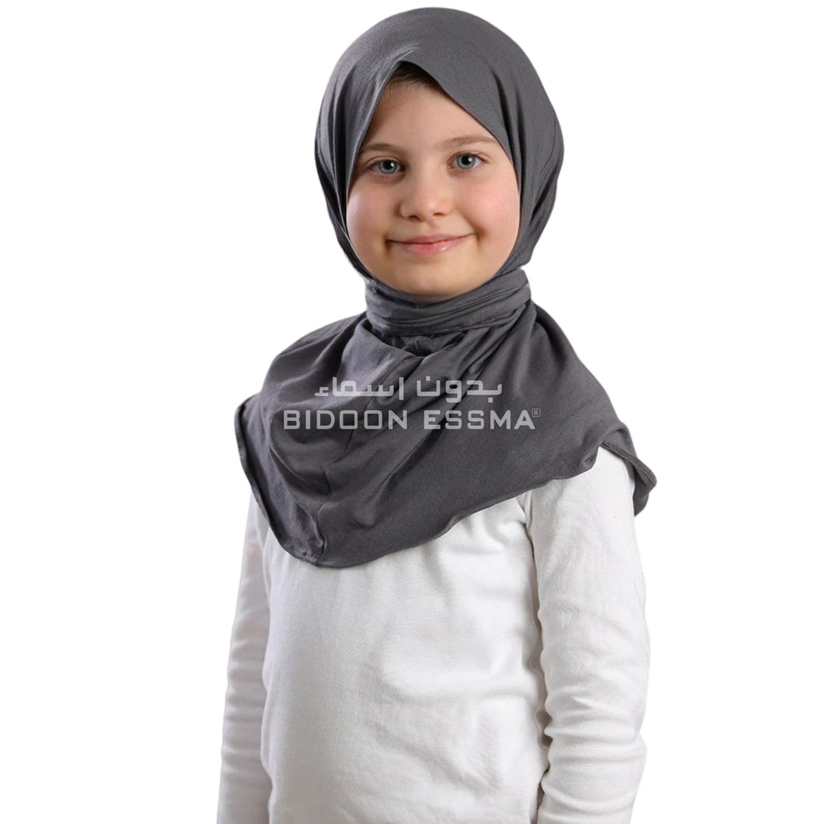 Grey Snap Hijab for Girls