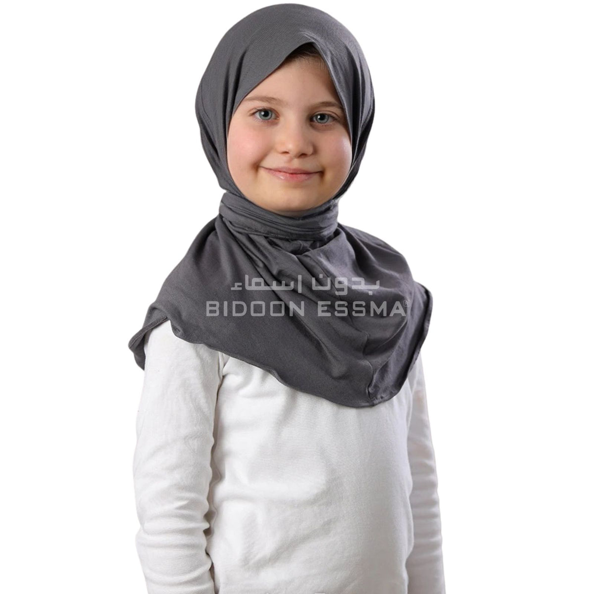 Grey Snap Hijab for Girls